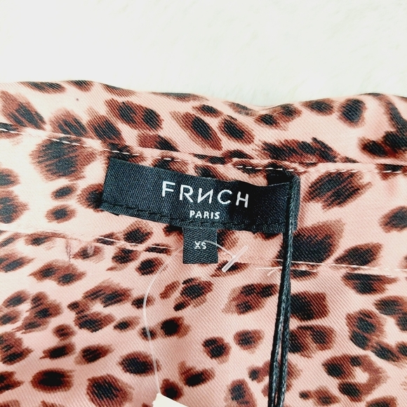 NEW FRNCH Pink Leopard Print Long Sleeve Button Down Shirt P4359 - Picture 6 of 9